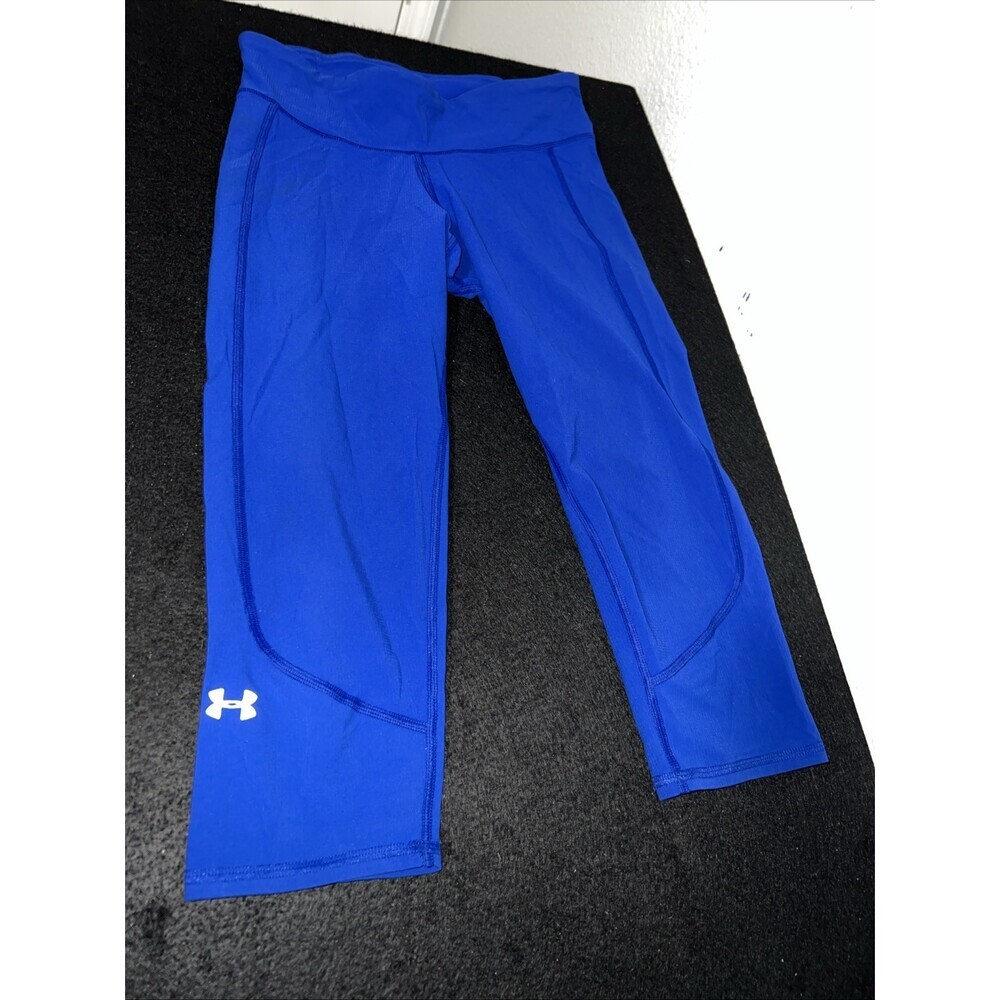 Under Armour Size XS Short Compression Cropped Side Pocket Athletic Pants Blue - Picture 3 of 3